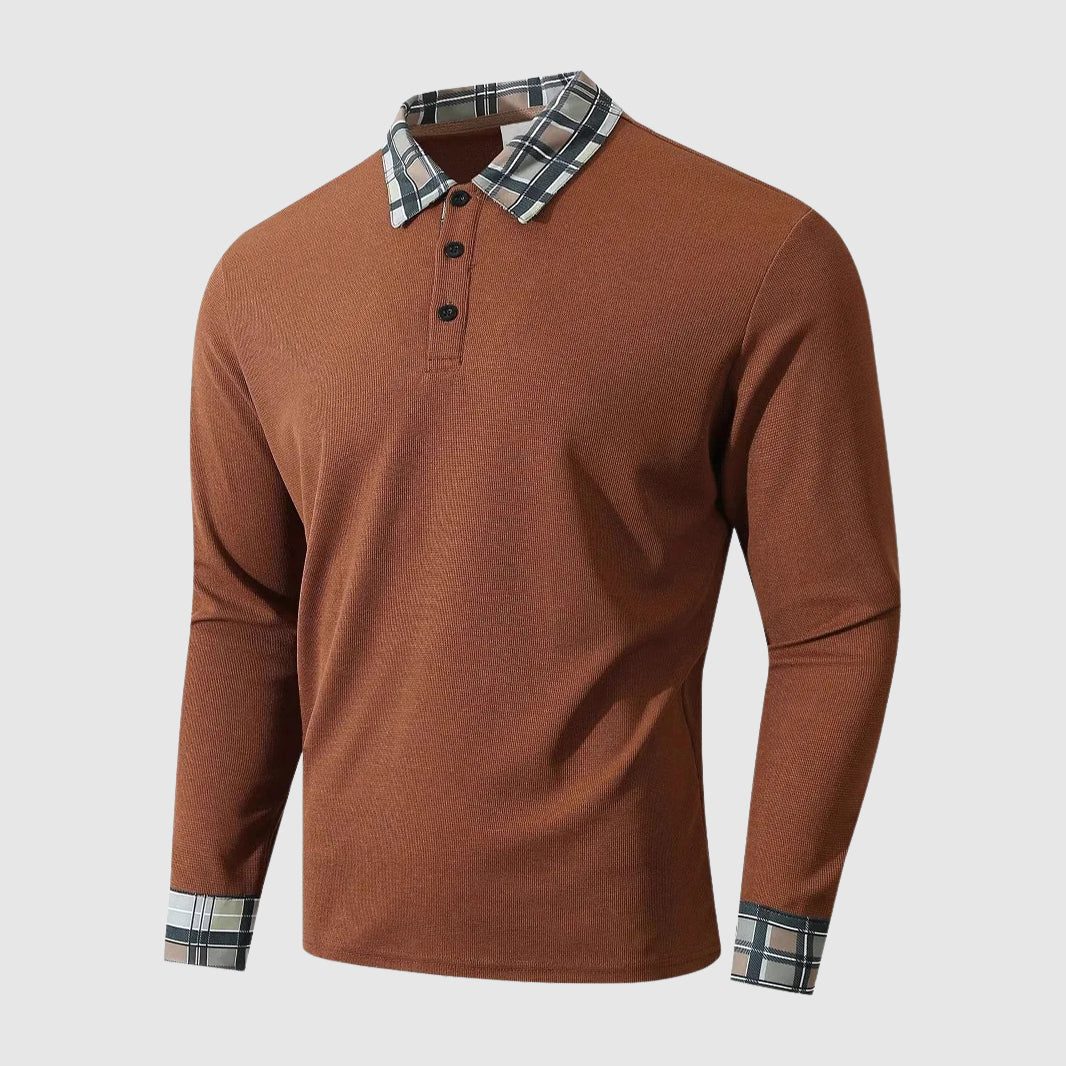 Nordisk Flair Men's Long Sleeve Polo Shirt Ribbed Knit Regular Fit