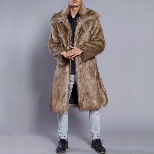 Men's Oversized Faux Fur Coat Full Length