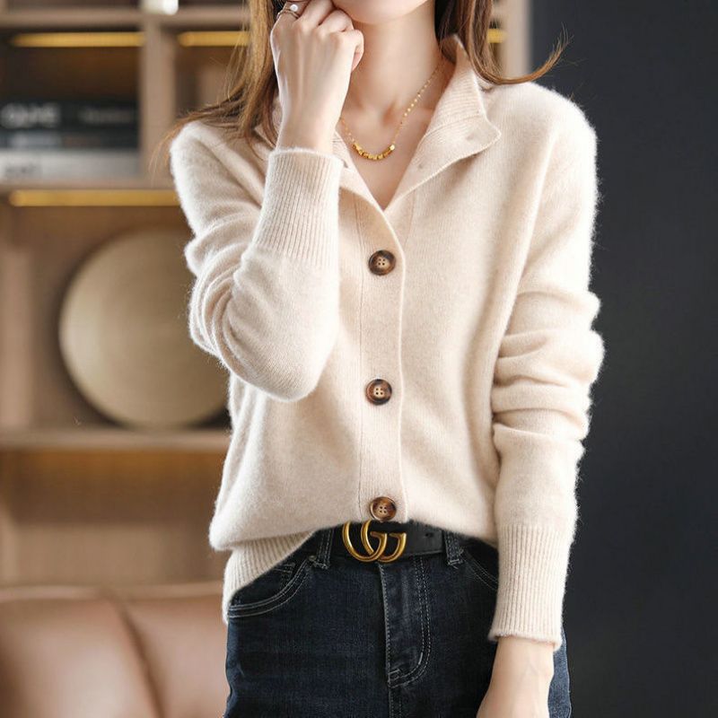 Camel cashmere unisex cardigan gentle open knit featherlight luxurious soft everyday layering piece
