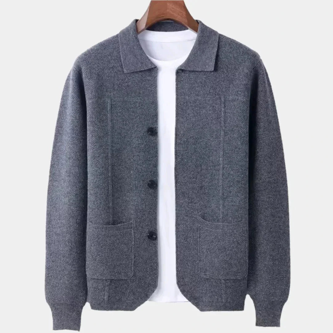Mens Button Up Wool Overshirt Cardigan