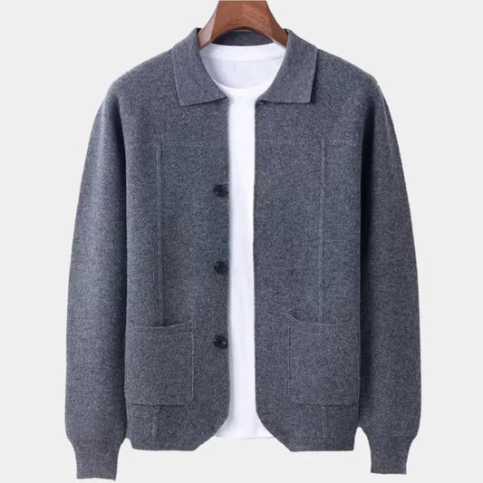 Mens Button Up Wool Overshirt Cardigan