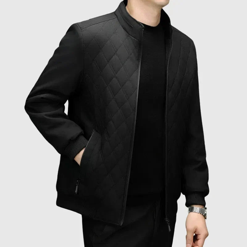 Orsenvi Diamond Quilted Bomber Jacket