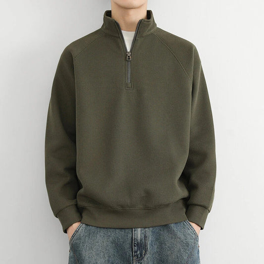 Jonathan Mens Winter Warm Casual Quarter Zip Ribbed Knit Sweater