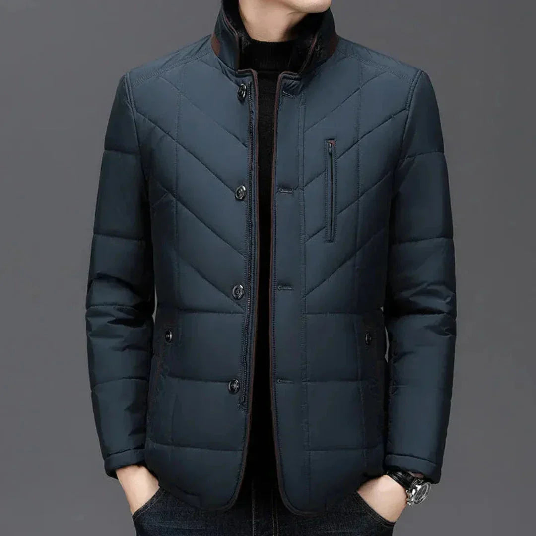 Orsenvi Mens Quilted Padded Jacket Stand Collar Lightweight Warmth