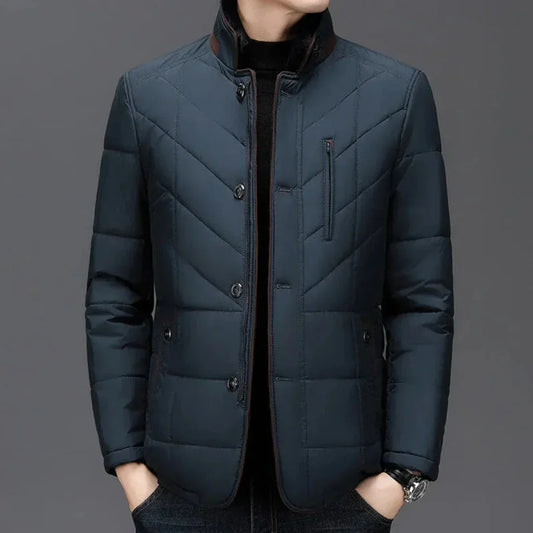 Orsenvi Mens Quilted Padded Jacket Stand Collar Lightweight Warmth