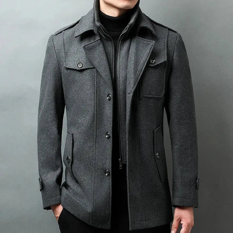 Orsenvi Men's Wool Blend Pea Coat