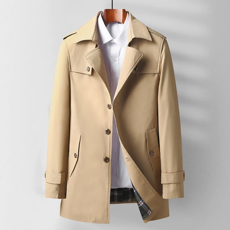 Orsenvi Men's Trench Coat Beige Heritage Tailored Urban