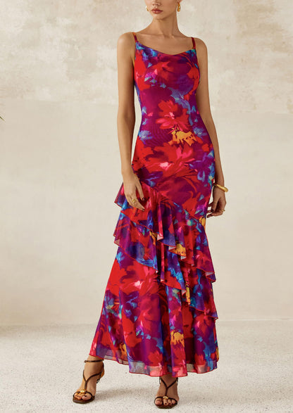 Floral Tiered Maxi Dress - Spaghetti Strap, Beach - photo 18
