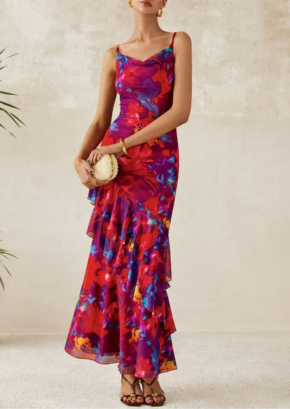 Floral Tiered Maxi Dress - Spaghetti Strap, Beach - photo 22