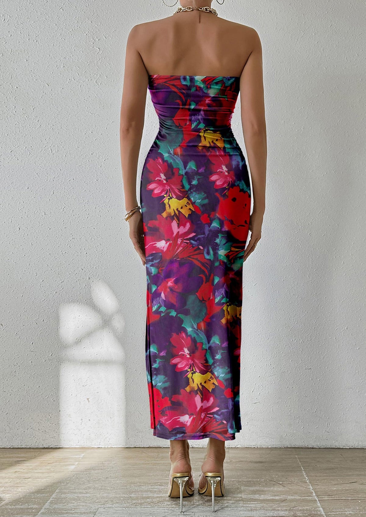 Floral Bodycon Maxi Dress - Strapless, Party - photo 20