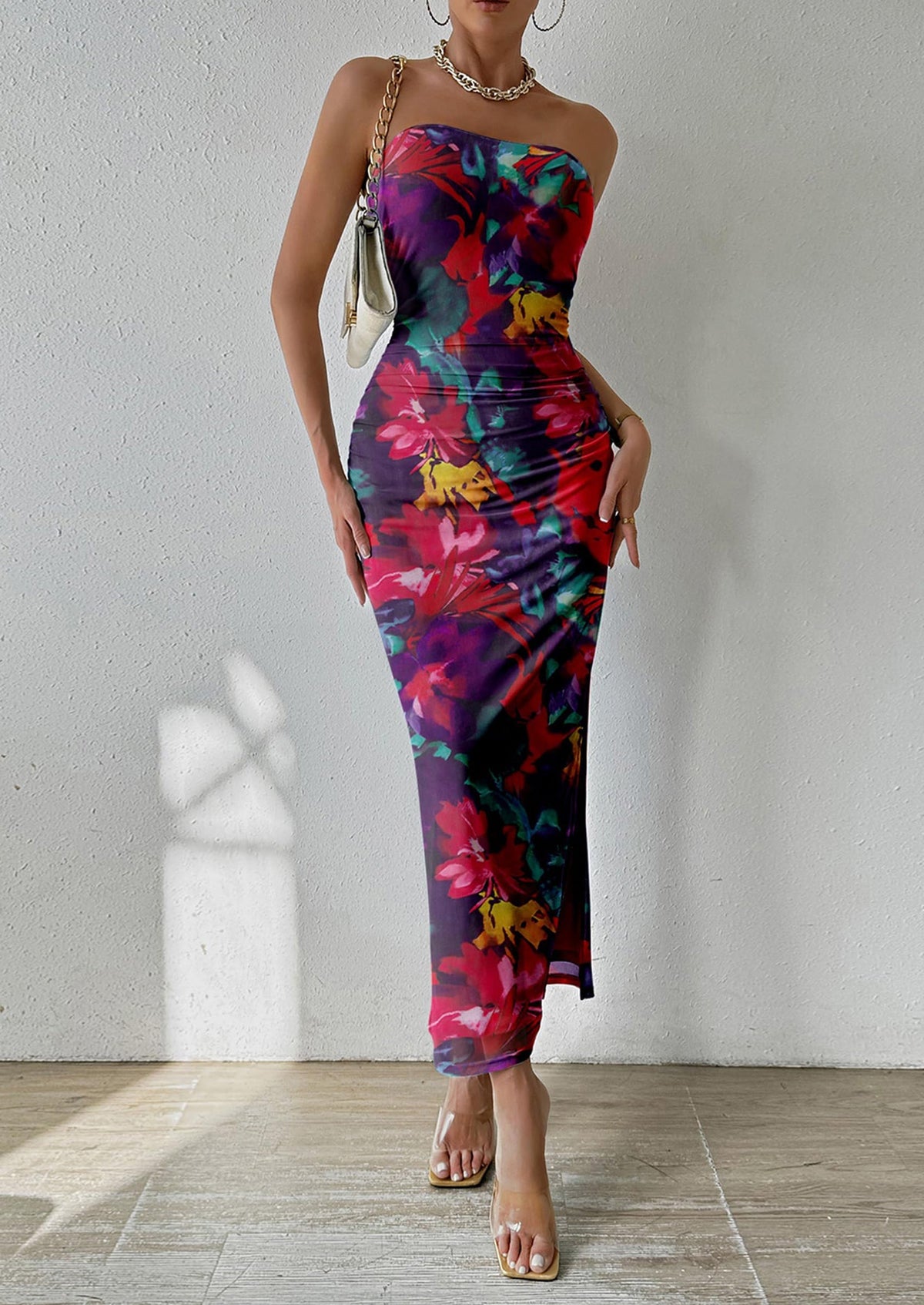 Floral Bodycon Maxi Dress - Strapless, Party - photo 22