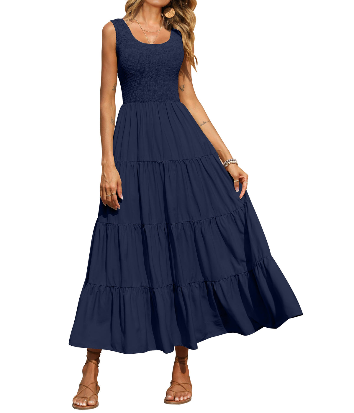 Smocked Tiered Maxi Dress - Tank, Casual - Photo 49