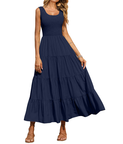 Smocked Tiered Maxi Dress - Tank, Casual - Photo 49