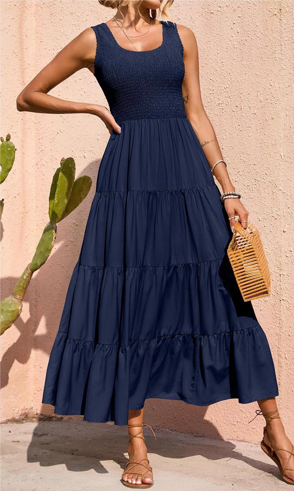 Smocked Tiered Maxi Dress - Tank, Casual - Photo 50