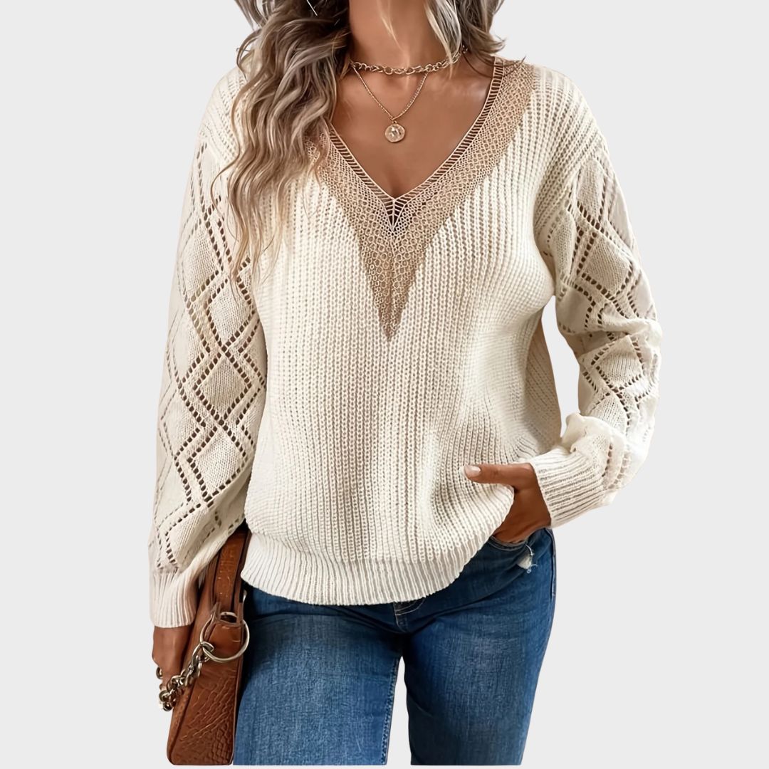 Solid V Neck Sweater
