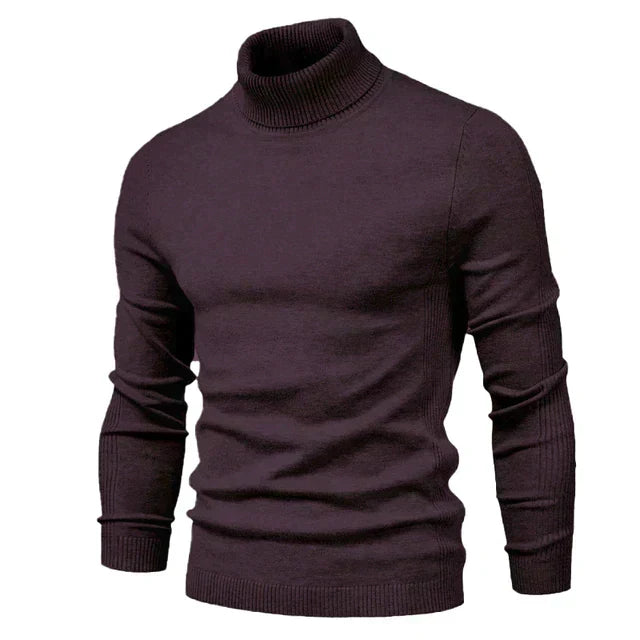 Men's warm knitted turtleneck pullover sweater, cozy high-neck silhouette by Orsenvi