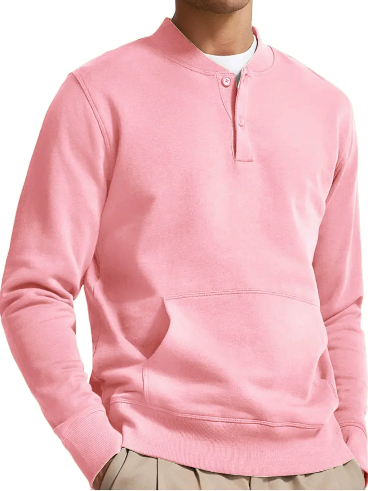 Orsenvi Men's Pink Cotton Blend Sweatshirt