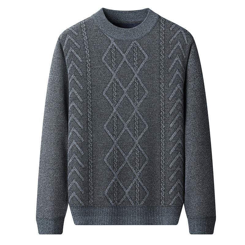 Orsenvi Men's Pullover Sweater Regular Fit Cable Knit Wool Blend