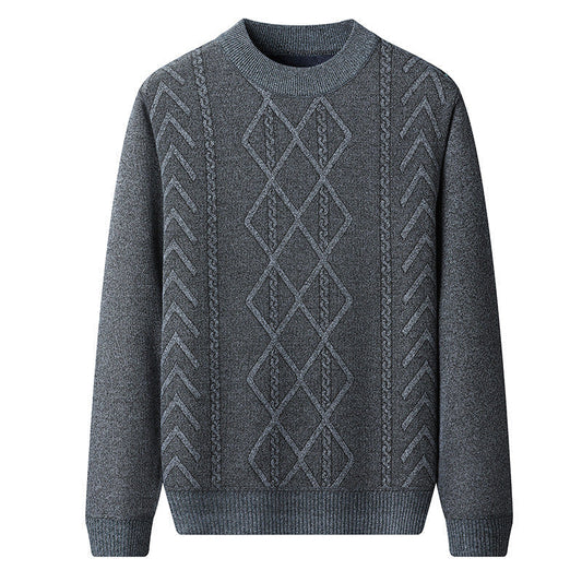 Orsenvi Men's Pullover Sweater Regular Fit Cable Knit Wool Blend