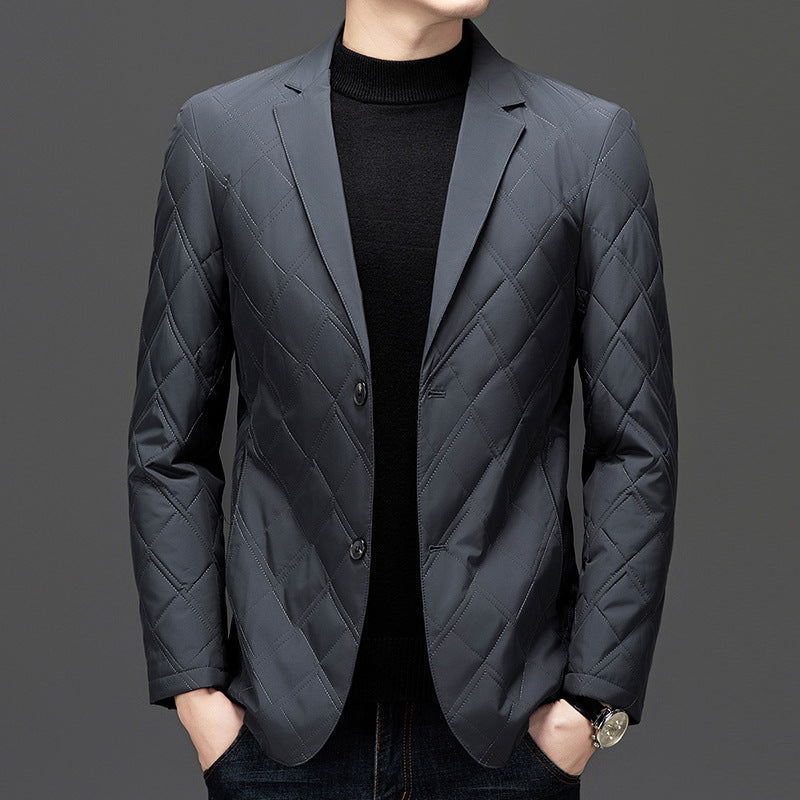 Orsenvi Mens Quilted Blazer Jacket Slim Fit Notched Lapel Smart