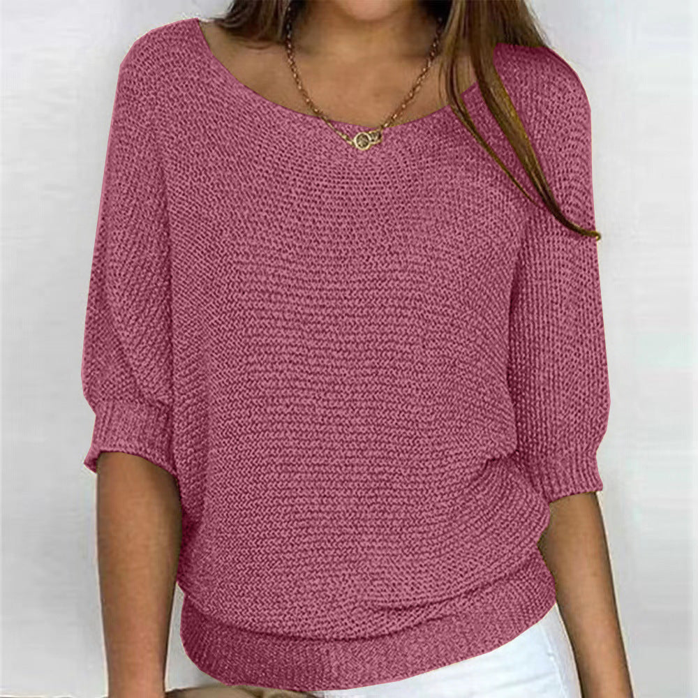 Soft cream chunky-knit comfort sweater with relaxed silhouette and featherlight cozy fabric