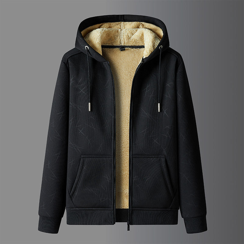 Mens Hooded Fleece Jacket Full Zip Sherpa Lined Warm Winter Outerwear