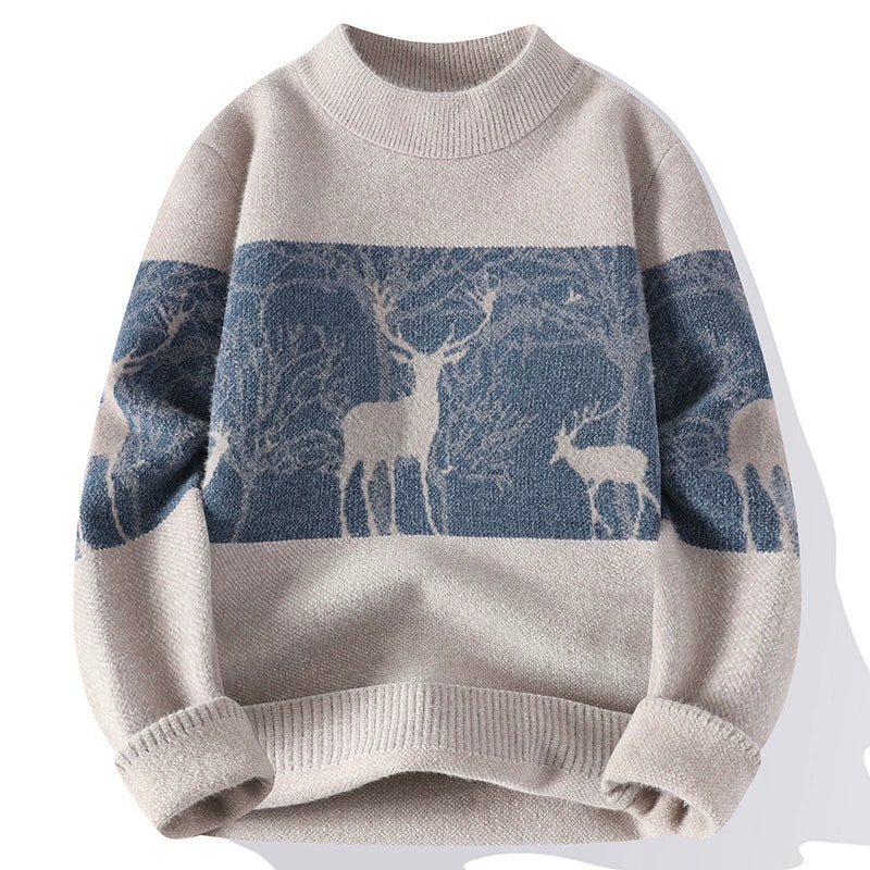 Mens Loose Fit Knit Pullover Sweater