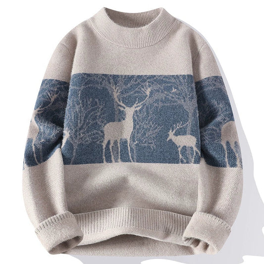 Mens Loose Fit Knit Pullover Sweater