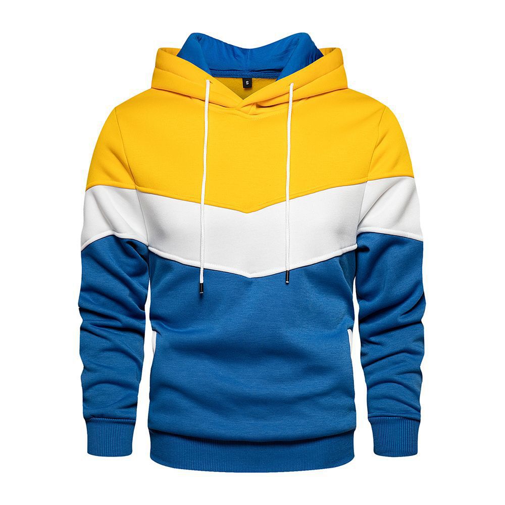 Men's Cotton Blend Colorblock Hooded Sweatshirt