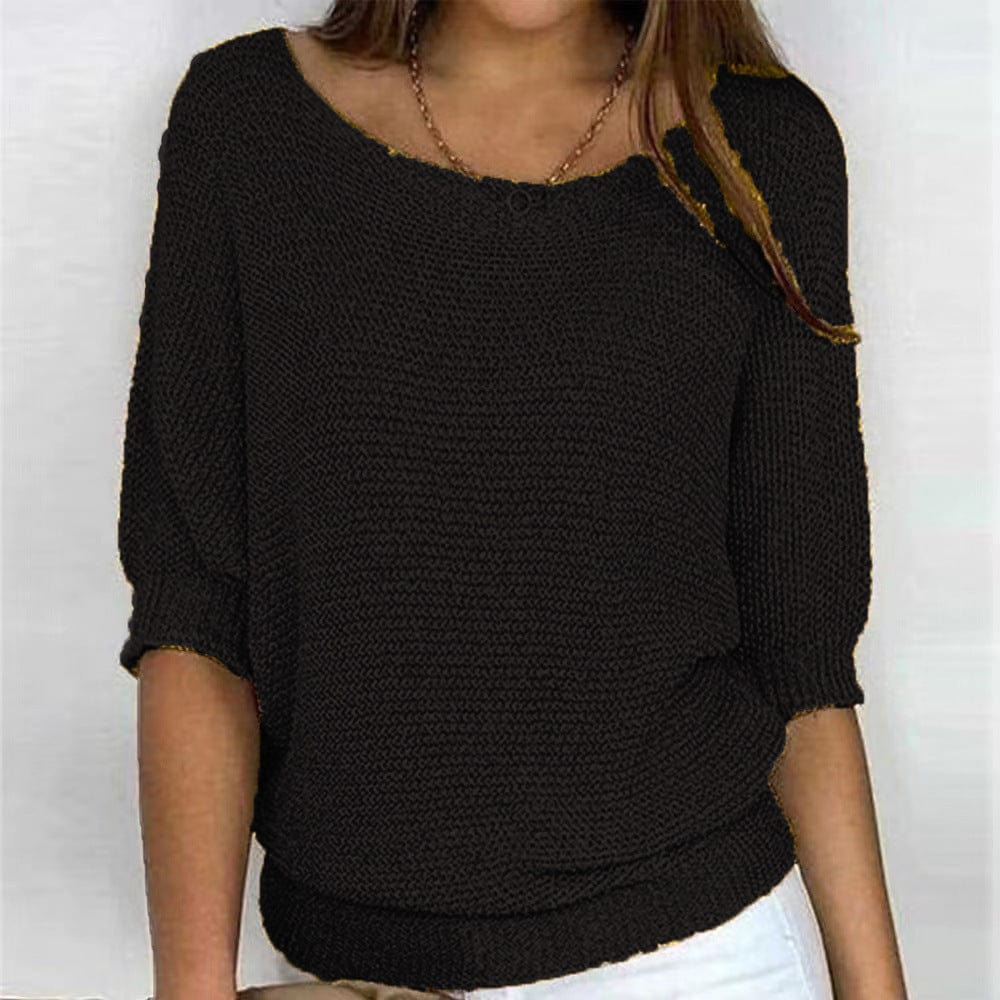 Scarlett elegant all-season cream knit sweater with flattering silhouette and lightweight breathable fabric