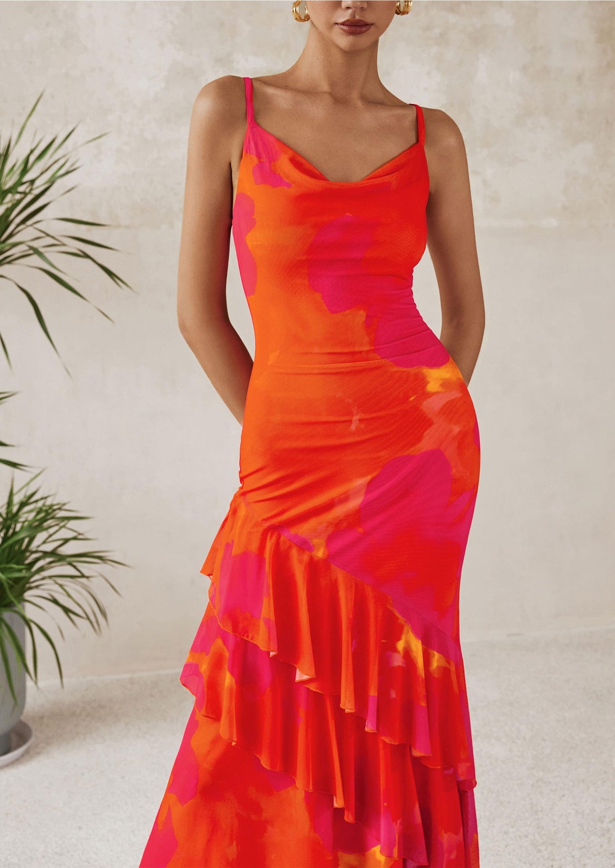 Floral Tiered Maxi Dress - Spaghetti Strap, Beach - photo 27