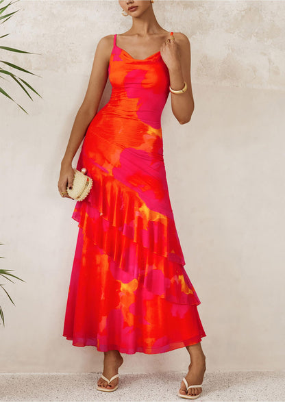 Floral Tiered Maxi Dress - Spaghetti Strap, Beach - photo 29