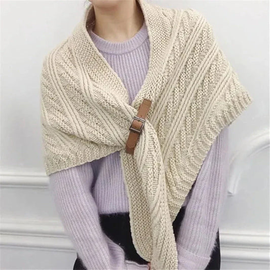 Petra Buckle Cable Knit Shawl