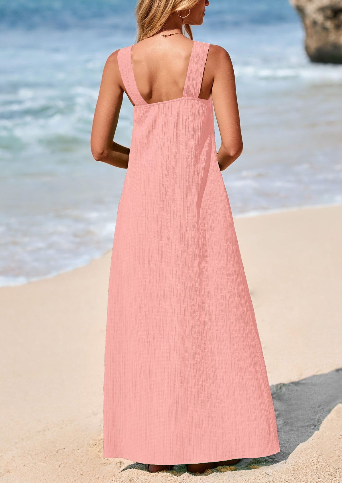 Apricot Flowy Maxi Dress - Sleeveless, Casual - photo 50