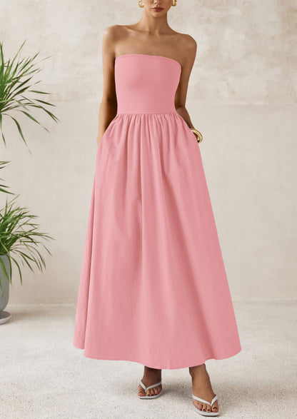 A-Line Flowy Maxi Dress - Strapless, Party - photo 36
