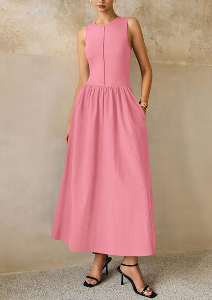 Knit Flowy Maxi Dress - Sleeveless, Crewneck, Casual - photo 60