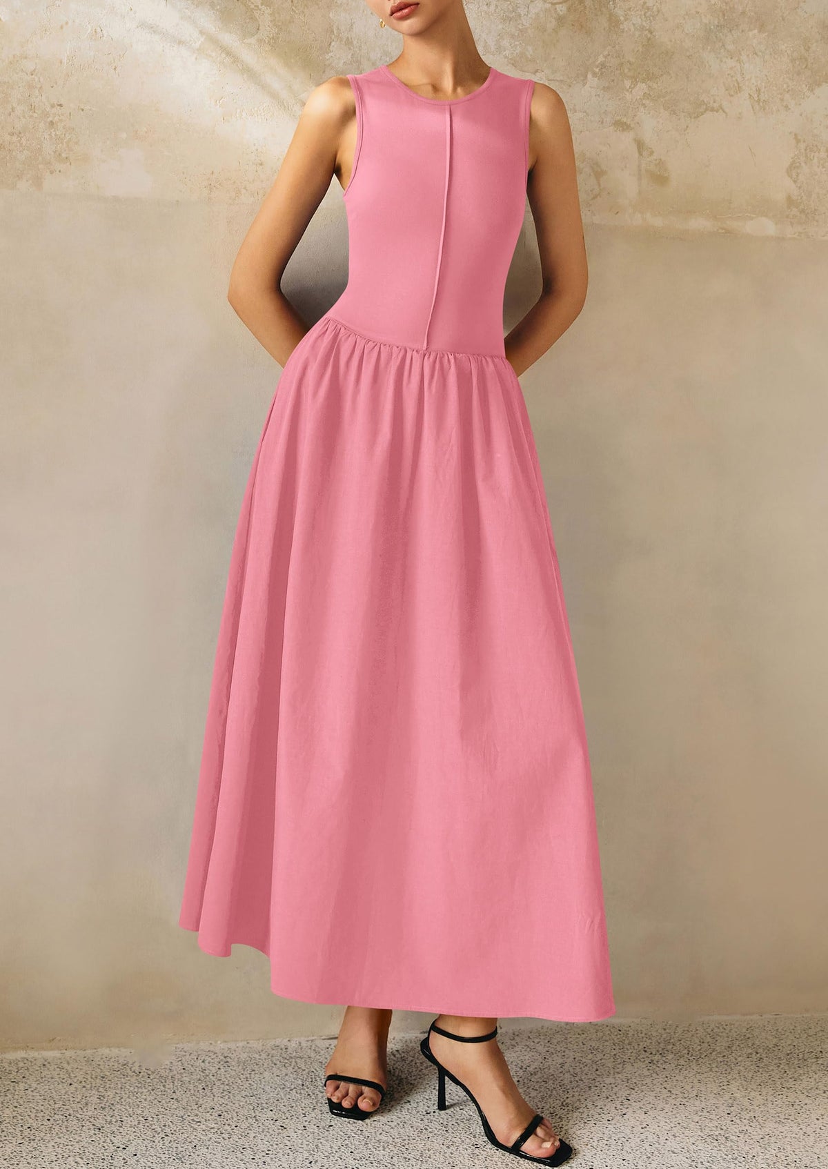 Knit Flowy Maxi Dress - Sleeveless, Crewneck, Casual - photo 61