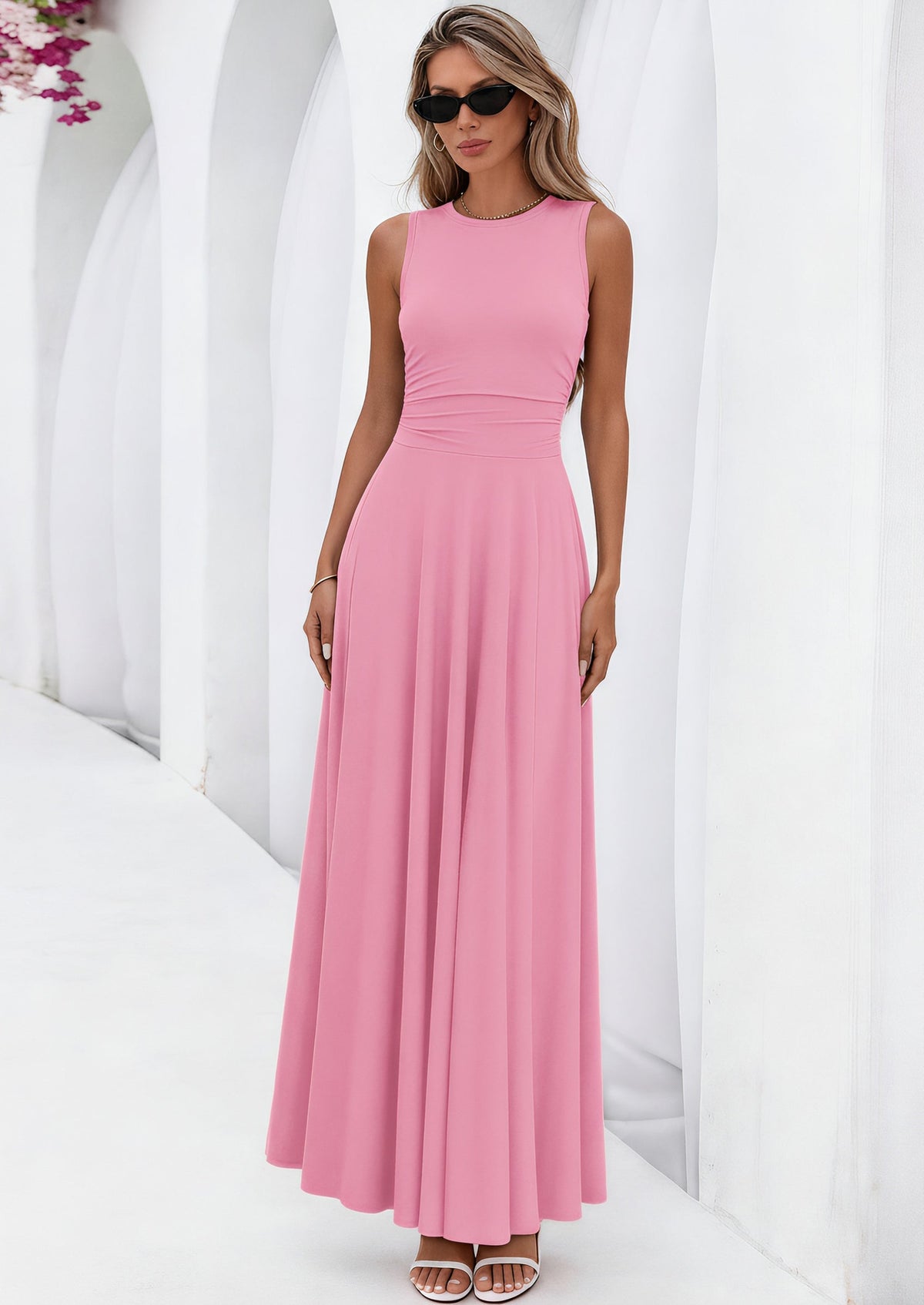 Flowy Maxi Dress - Sleeveless, Crewneck, Casual - photo 66