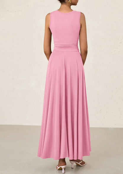 Flowy Maxi Dress - Sleeveless, Crewneck, Casual - photo 67
