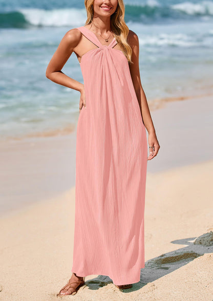 Apricot Flowy Maxi Dress - Sleeveless, Casual - photo 51