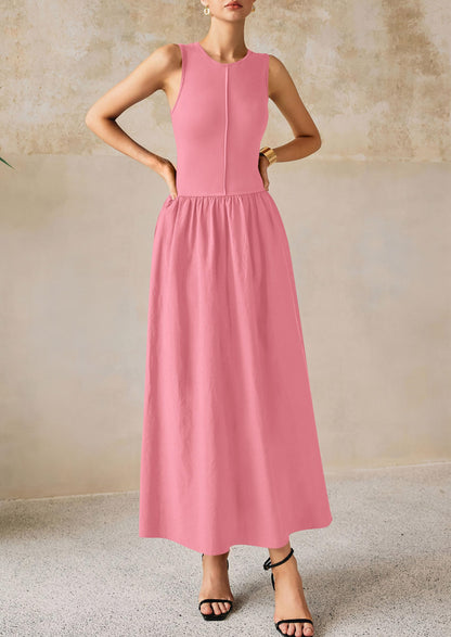 Knit Flowy Maxi Dress - Sleeveless, Crewneck, Casual - photo 64