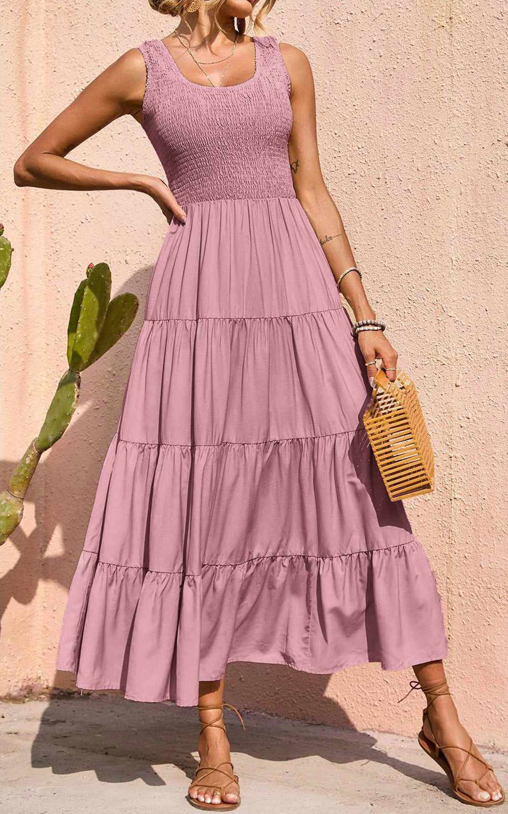 Smocked Tiered Maxi Dress - Tank, Casual - photo 60