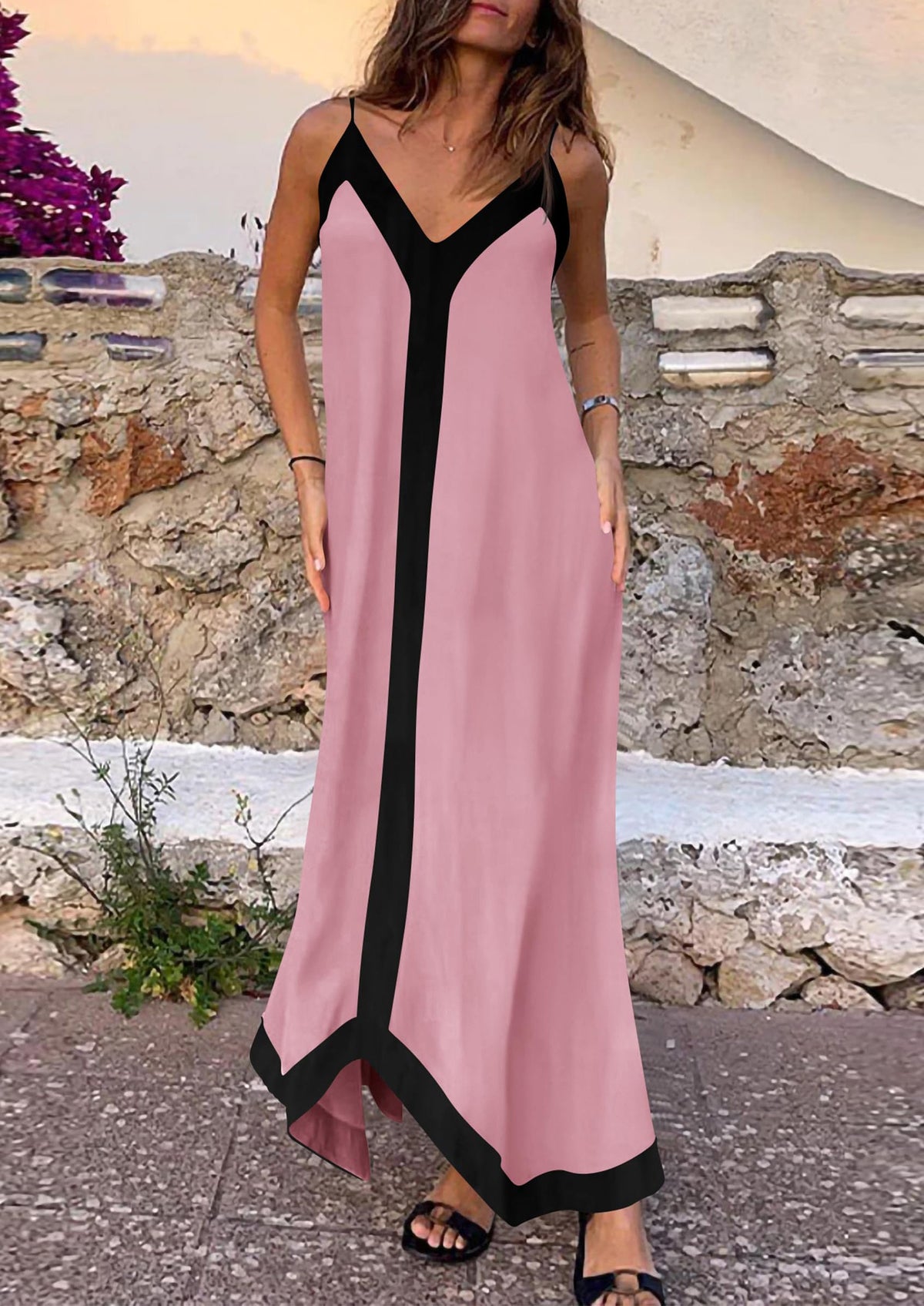 Flowy Maxi Dress - Sleeveless, V-Neck, Party - photo 50
