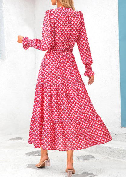 Floral A-Line Flowy Maxi Dress - Long Sleeve, V-Neck, Casual - photo 101