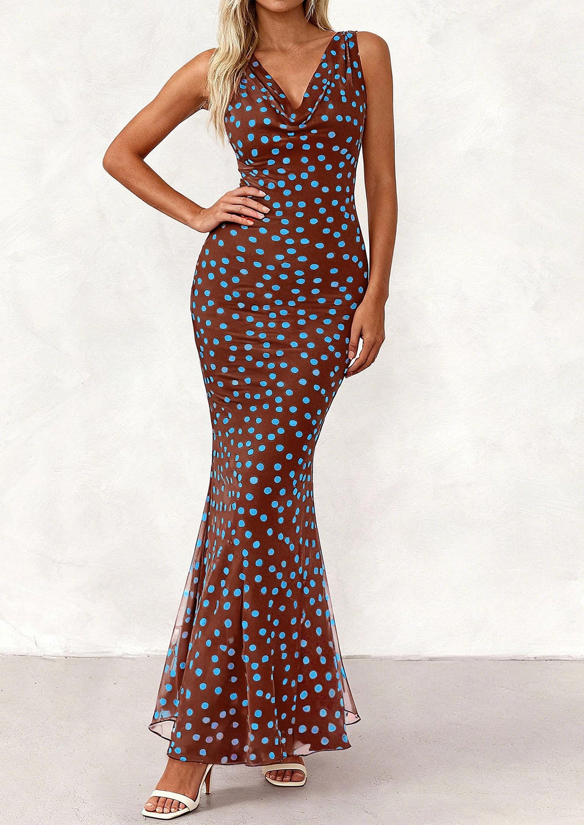 Floral Bodycon Maxi Dress - Sleeveless, Cowl Neck, Beach - photo 32