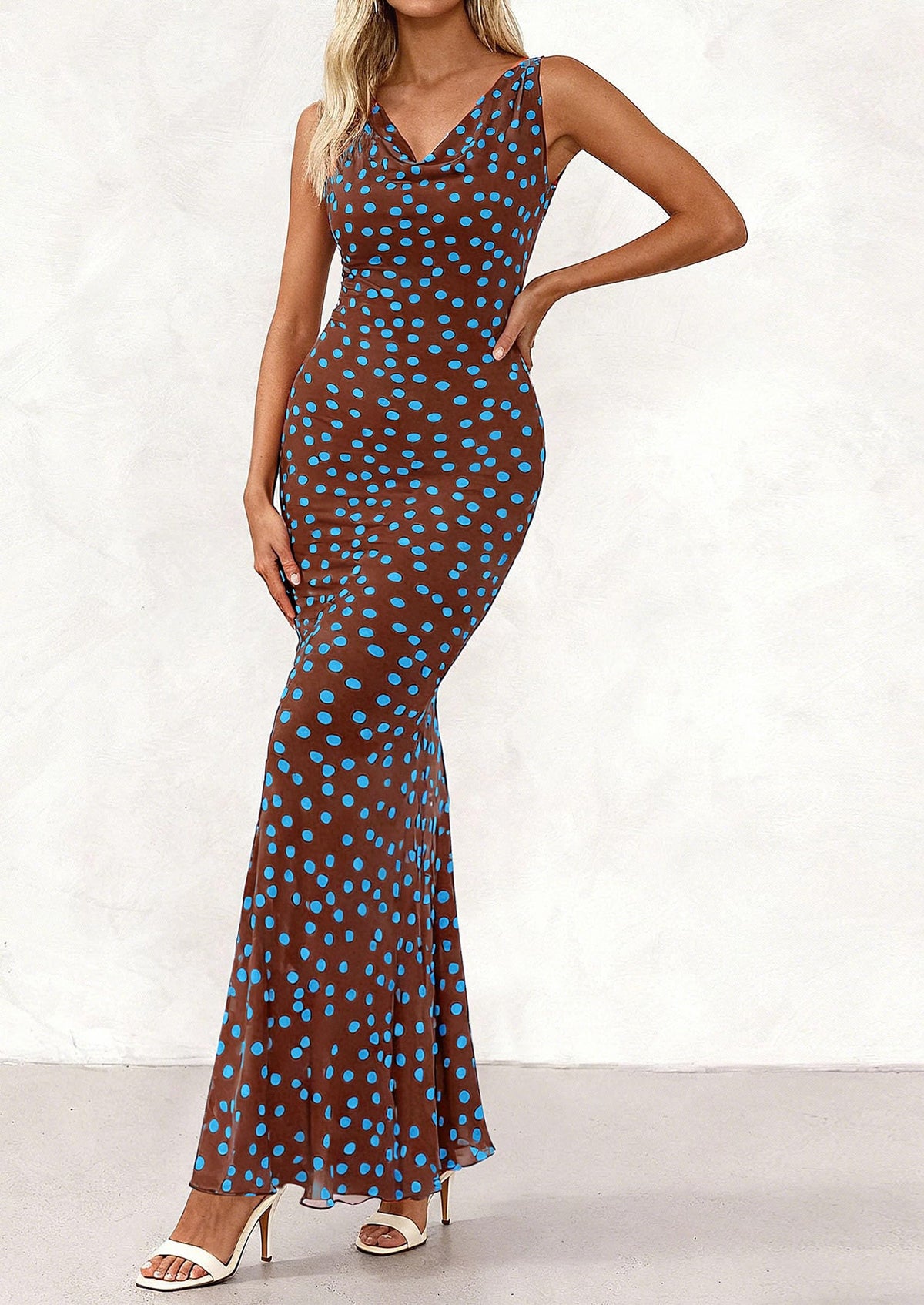 Floral Bodycon Maxi Dress - Sleeveless, Cowl Neck, Beach - photo 34