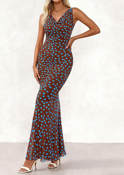 Floral Bodycon Maxi Dress - Sleeveless, Cowl Neck, Beach - photo 34