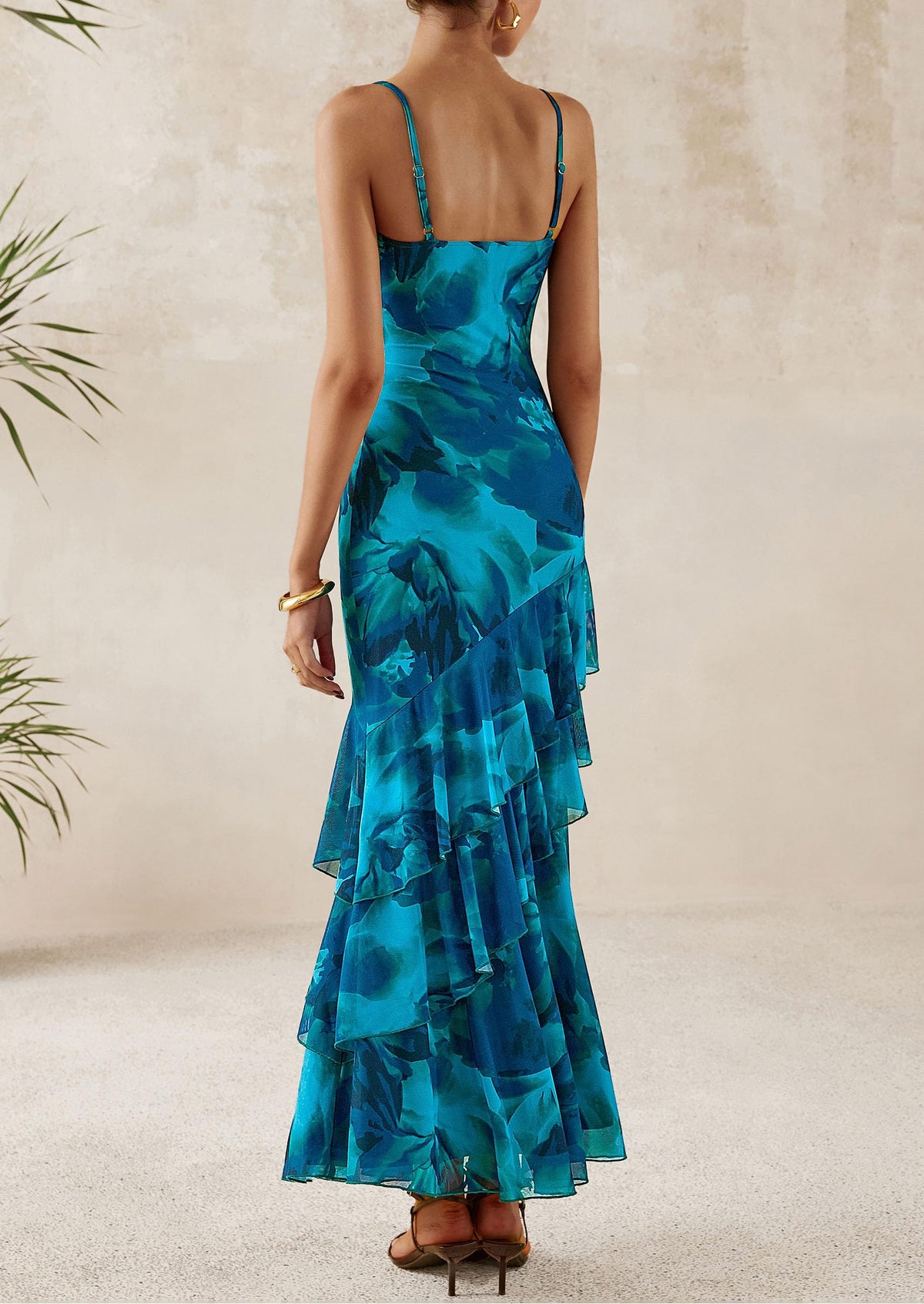Floral Tiered Maxi Dress - Spaghetti Strap, Beach - photo 11
