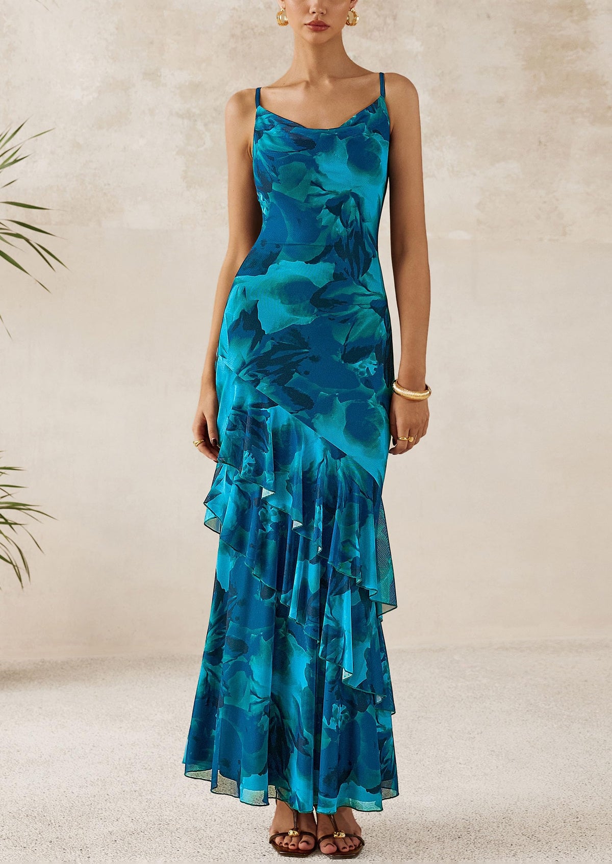 Floral Tiered Maxi Dress - Spaghetti Strap, Beach - photo 12