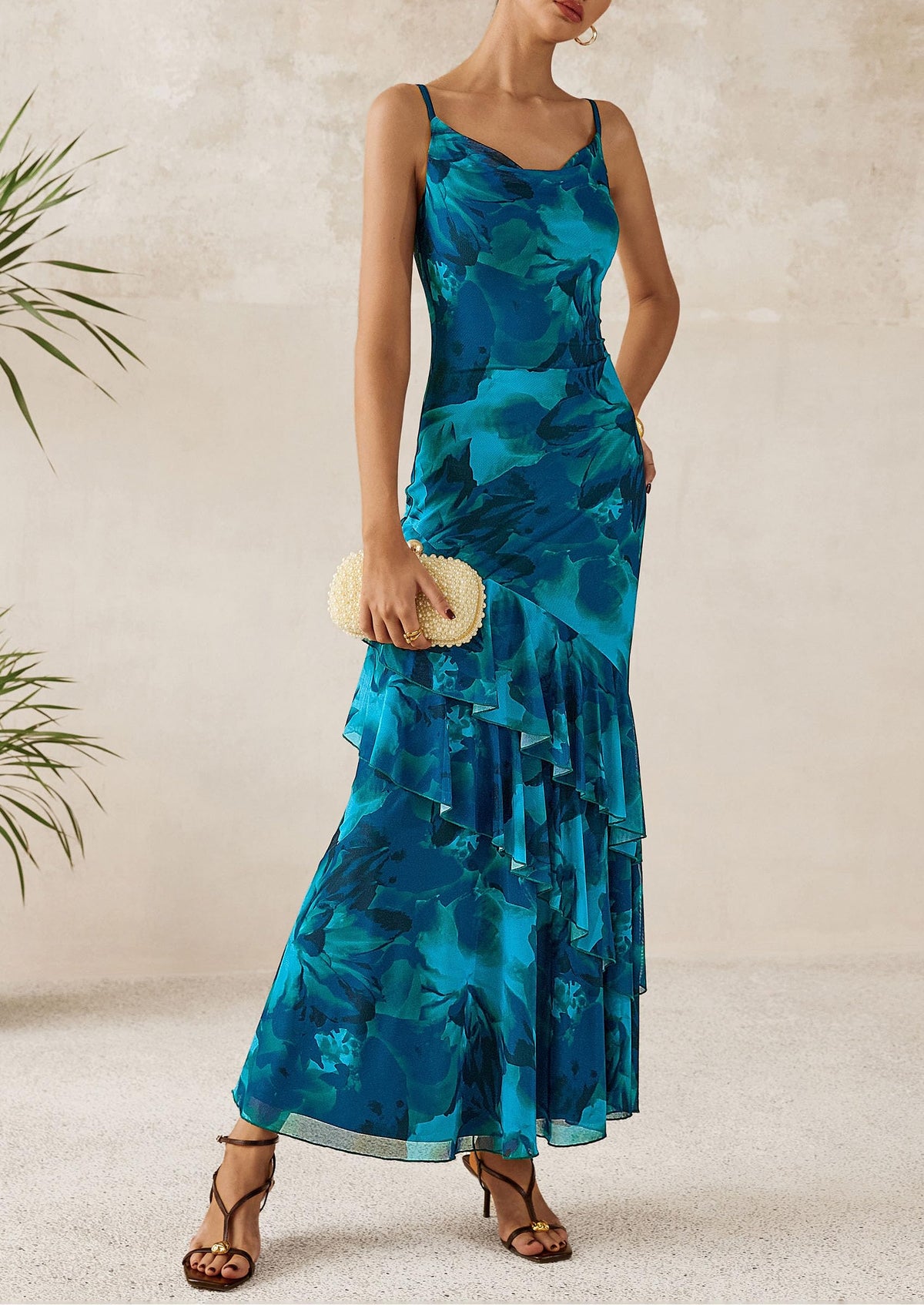 Floral Tiered Maxi Dress - Spaghetti Strap, Beach - photo 10